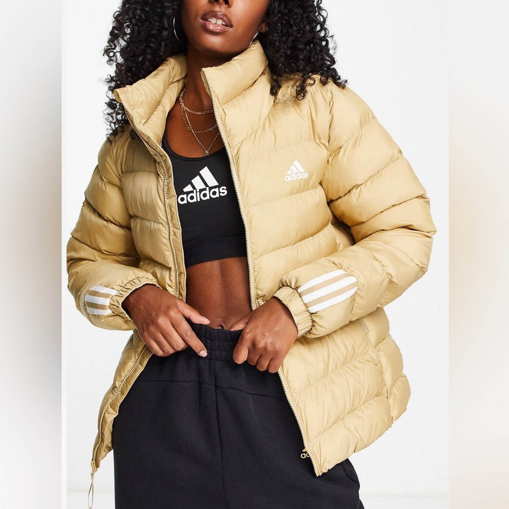 New ADIDAS Itavic padded jacket beige gold winter puffer coat snowsuit small